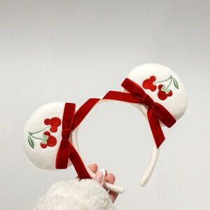 Cherry Mouse Ears | Embroidered Mickey Ears | Disney Valentine Ears